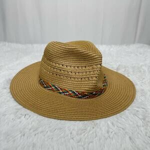 EDDIE BAUER / panama multicolored embroidered straw hat